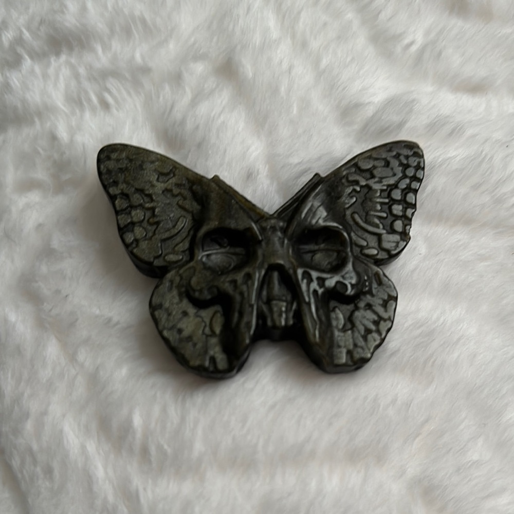 Golden Sheen Obsidian Death Moth Carving